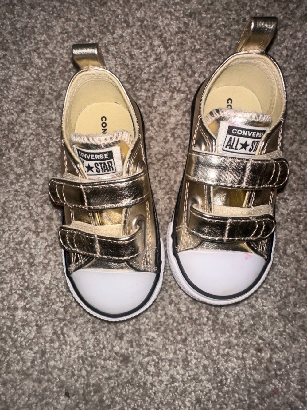 Converse Kids Metallic Gold Velcro All Star Sneakers